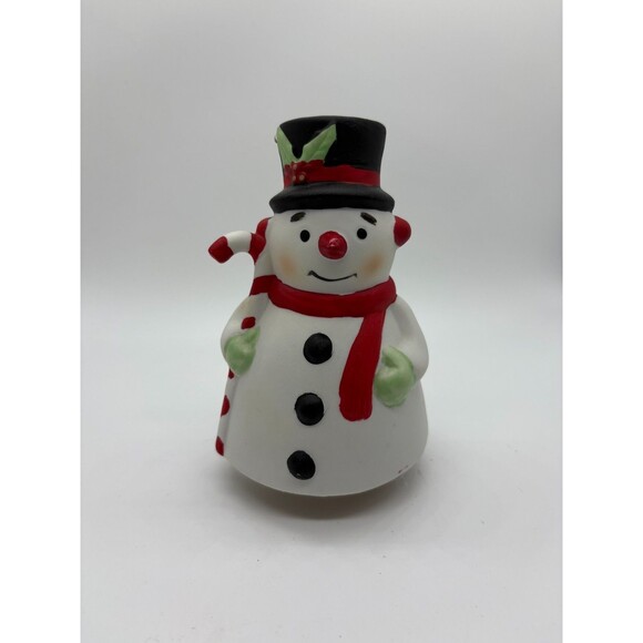 Vintage Mount Clemens Pottery Ceramic Christmas Snowman Wind Up Music Box 5" - Picture 1 of 5